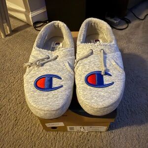 Champion Heather Gray Slippers with Embroidered Logo